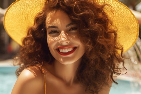 bella donna che usa il migliore solari per capelli