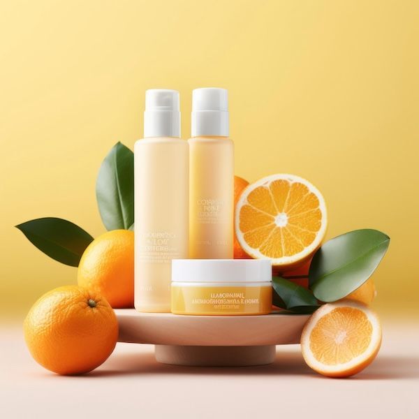 Cosmetici Prodotto di bellezza con frutti d'arancia.