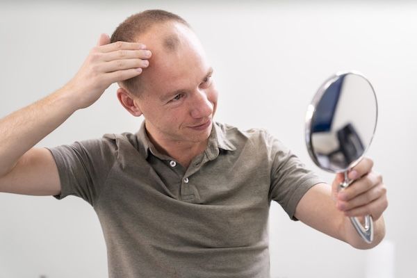 Maschio adulto con problemi di calvizie
