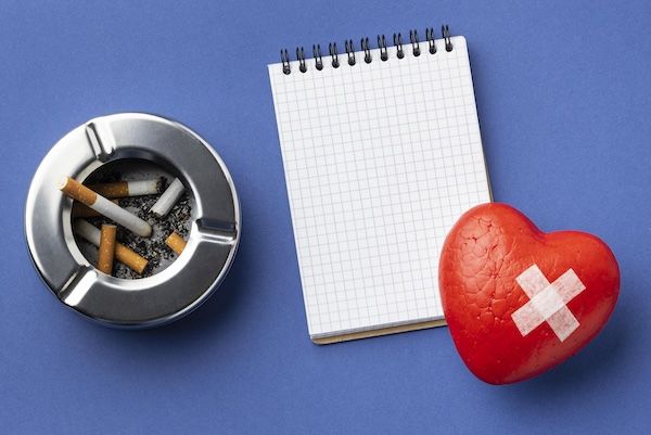 Composizione piatta di elementi per la giornata senza tabacco