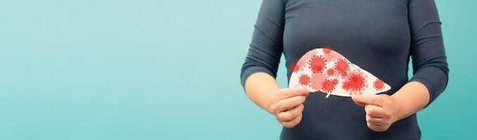 Organo epatico infettato da virus, giornata mondiale dell'epatite, diagnosi di cancro, cirrosi, problema di salute.
