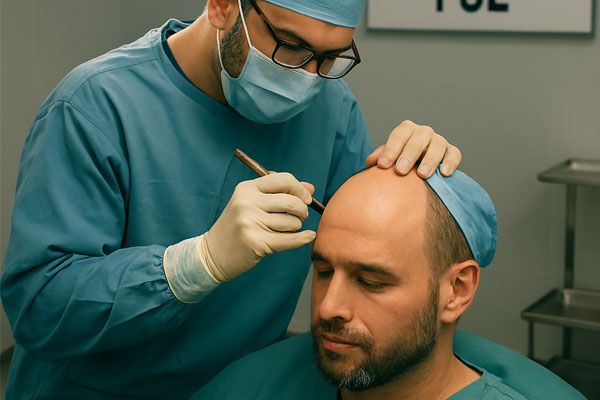 Medico esegue trapianto capelli con tecnica FUE a Roma