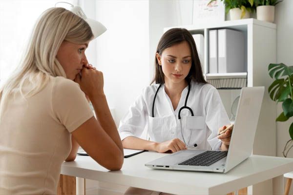 donna-che-consulta-il-suo-medico