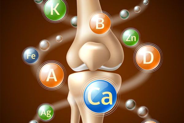 Ossa-umane-diversi-elementi-chimici-volare-3D-articolazioni del ginocchio vitamine minerali