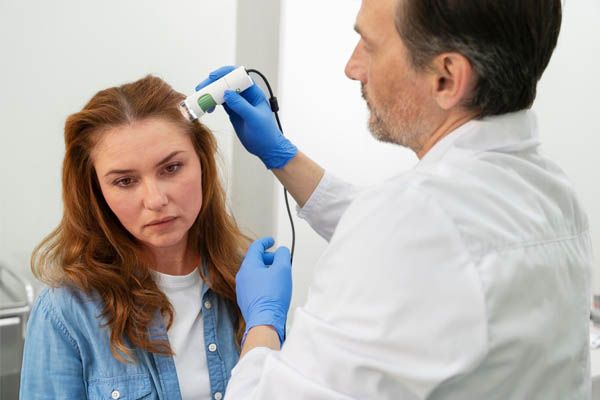 donna che riceve un trattamento contro la caduta dei capelli - differenze trapianto capelli