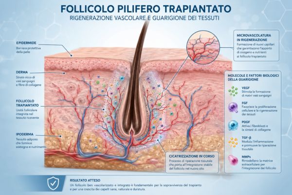 Illustrazione scientifica 3D di un follicolo pilifero che incontra un'ostruzione sebacea durante la crescita