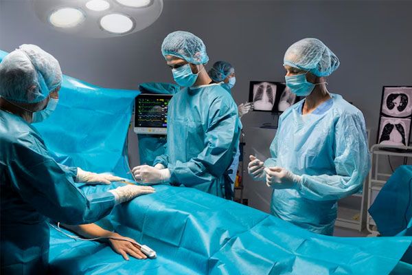 Medici all'interno di una sala operatoria che osservano un paziente sdraiato - Domande per il medico prima di un trapianto