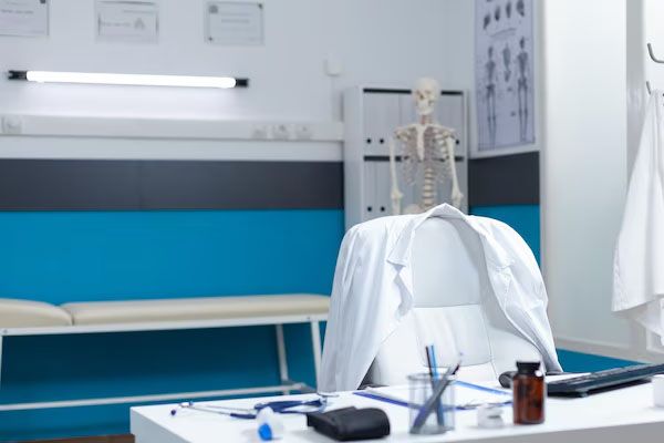 Studio medico moderno e vuoto dotato delle attrezzature di base necessarie per le visite. - tecnologia utilizzata nella scelta della clinica