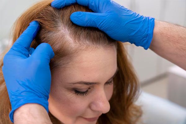 donna che riceve un trattamento per la caduta dei capelli in una clinica - scegliere una clinica locale o internazionale