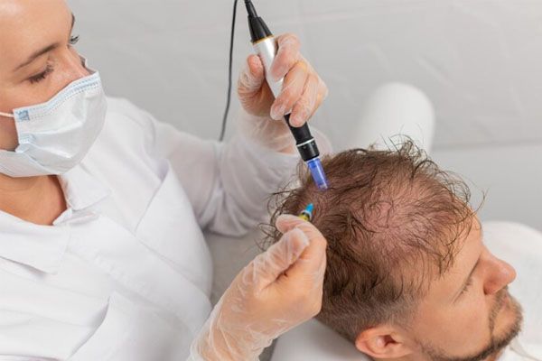 tricologo che esegue un trattamento maschile per migliorare la crescita - migliori cliniche trapianto capelli Italia 
