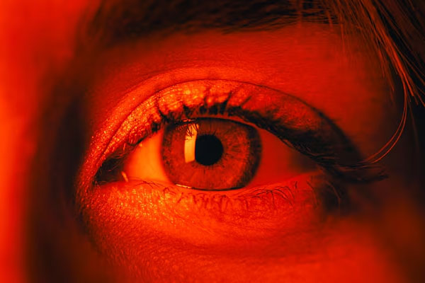 Primo piano di un occhio rosso