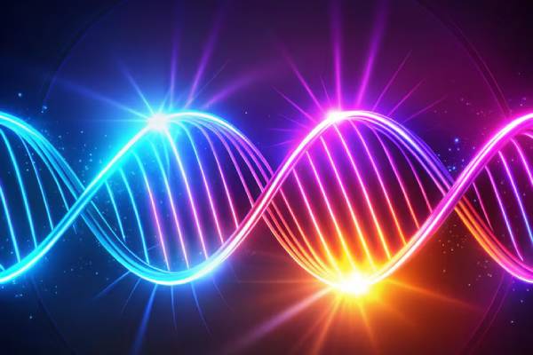 Rappresentazione grafica di una molecola di DNA con mutazione genetica evidenziata per la diagnosi molecolare