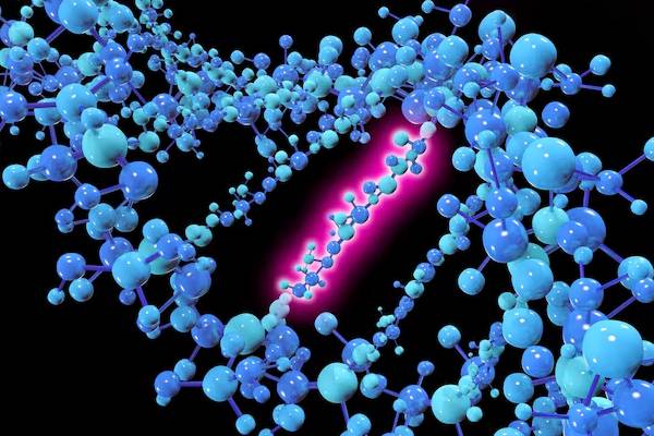 Rappresentazione 3D della struttura molecolare del gene AKT1 coinvolto nella Sindrome di Proteus