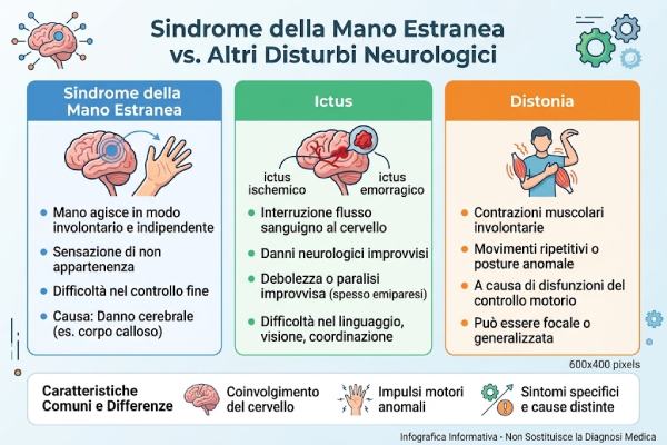 Infografica comparativa di vari disturbi neurologici