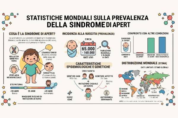 Grafico sulle statistiche di incidenza della sindrome di Apert