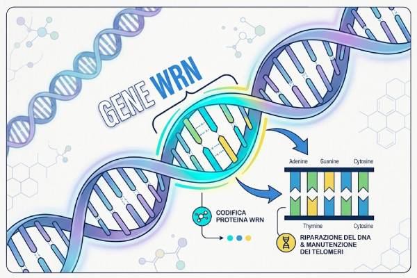 Diagramma del gene WRN responsabile della sindrome di Werner