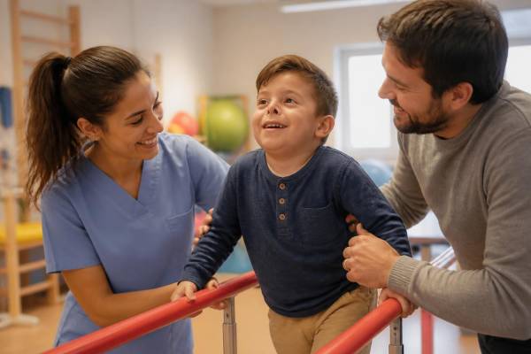 Bambino in terapia per la sindrome di Apert