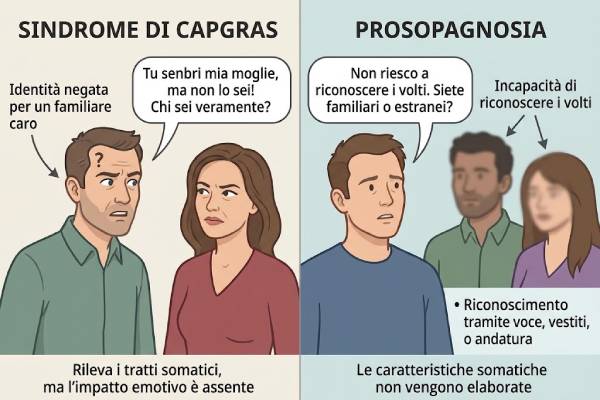Confronto visivo tra diversi disturbi del riconoscimento facciale